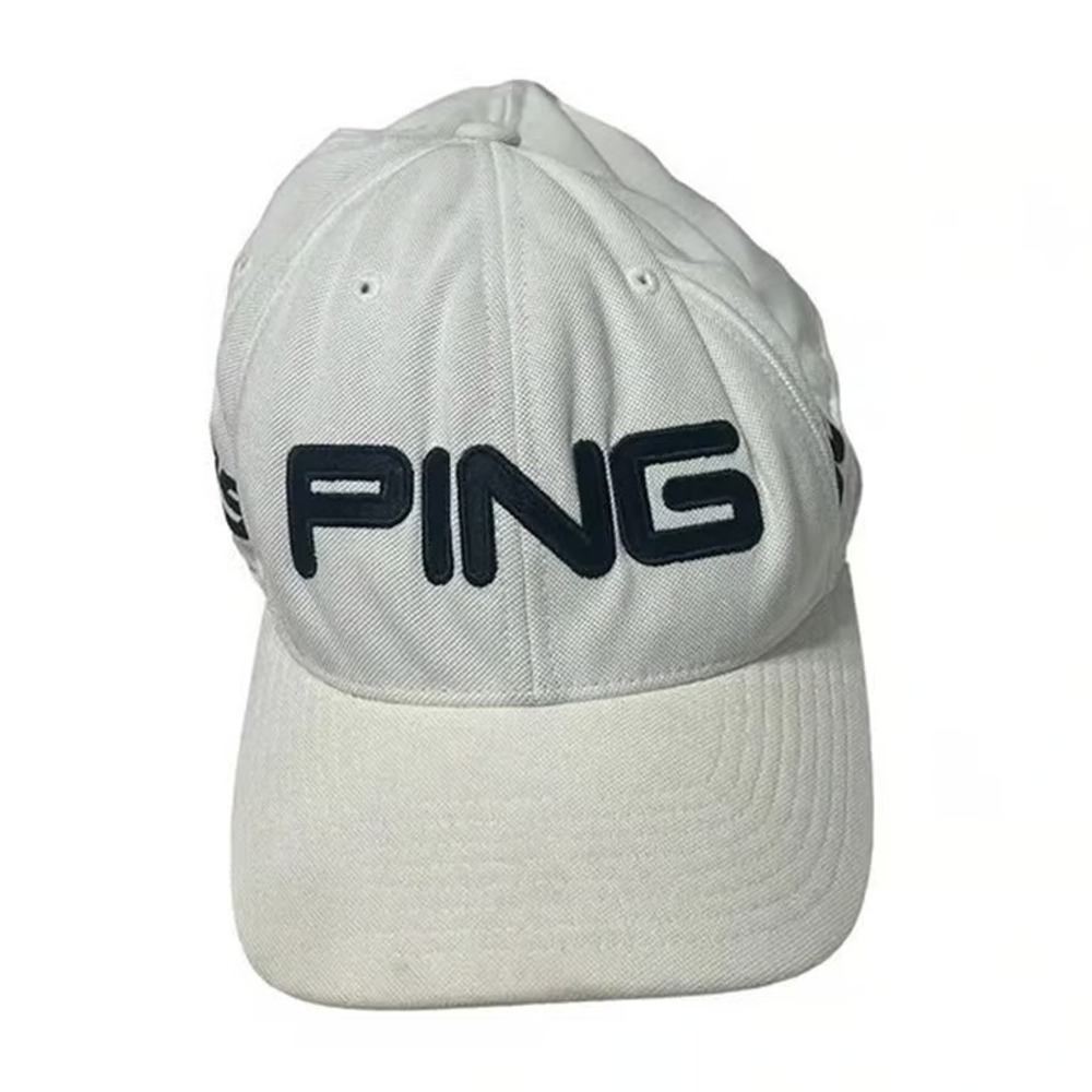 PING White Flex Fit Baseball Cap Hat Size Large XL